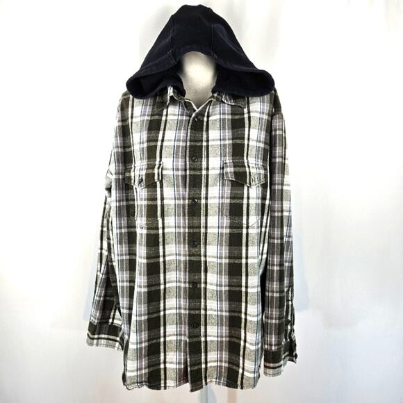 Canyon River Blues Other - Canyon River Blues Green Plaid Long Sleeve Flannel Button Up Jersey Hoodie L